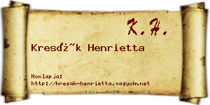 Kresák Henrietta névjegykártya